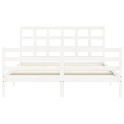 vidaXL Bed Frame without Mattress White King Size Solid Wood