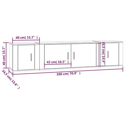 vidaXL 3 Piece TV Cabinet Set High Gloss White Engineered Wood