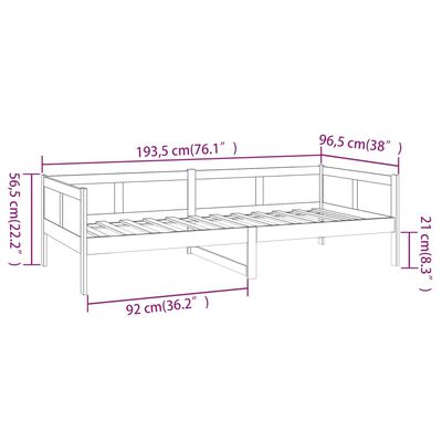 vidaXL Day Bed without Mattress Black Solid Wood Pine 90x190 cm Single