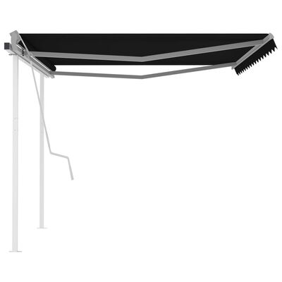 vidaXL Manual Retractable Awning with Posts 4.5x3 m Anthracite