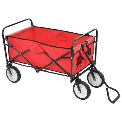 vidaXL Folding Hand Trolley Steel Red