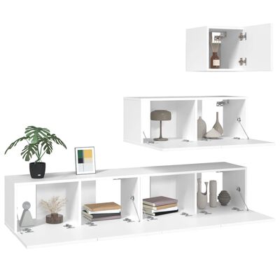 vidaXL 4 Piece TV Cabinet Set White Engineered Wood