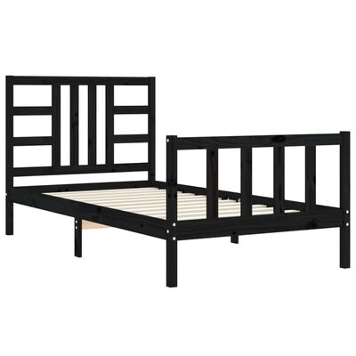 vidaXL Bed Frame without Mattress Black 90x190 cm Single Solid Wood Pine