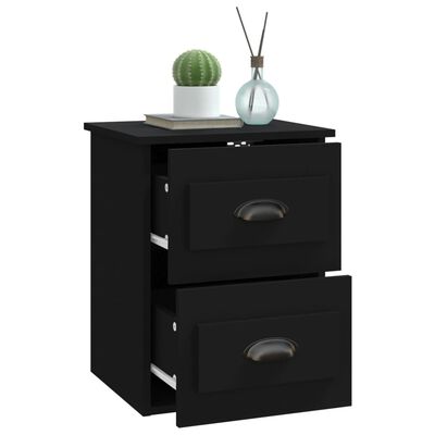 vidaXL Wall-mounted Bedside Cabinet Black 41.5x36x53cm