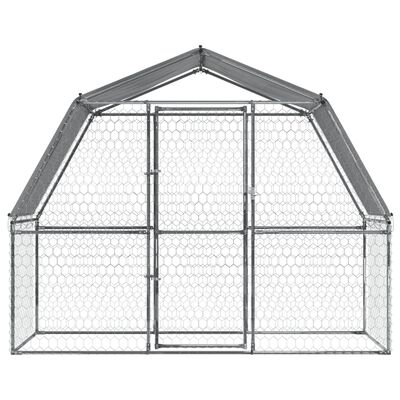 vidaXL Dog Cage with Roof and Door Silver Galvanised Steel