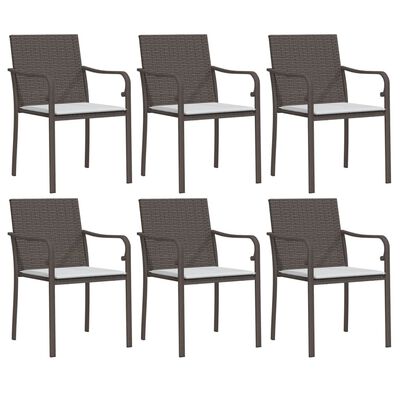 vidaXL 7 Piece Garden Dining Set with Cushions Poly Rattan and Steel