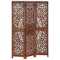 vidaXL Hand carved 3-Panel Room Divider Brown 120x165 cm Solid Mango Wood