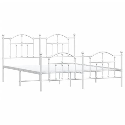 vidaXL Metal Bed Frame without Mattress with Footboard White 180x200cm