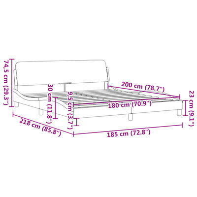 vidaXL Bed Frame without Mattress Black&White 183x203 cm King Faux Leather