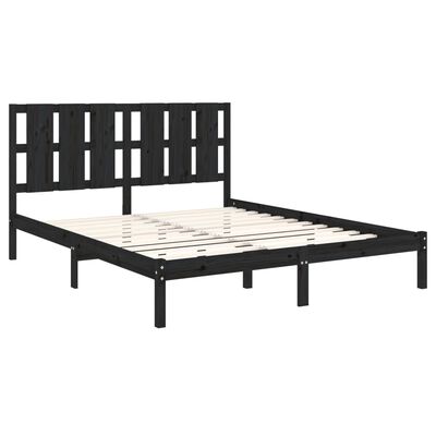 vidaXL Bed Frame without Mattress Black 150x200 cm King Size Solid Wood