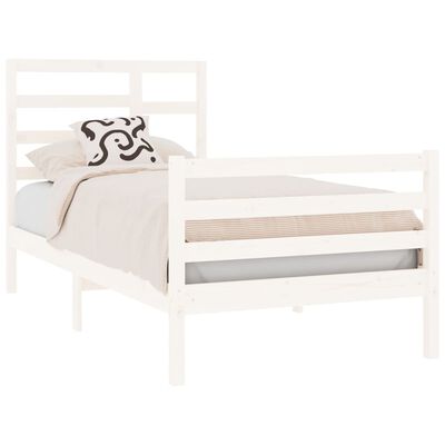 vidaXL Bed Frame without Mattress White Solid Wood 90x190 cm Single