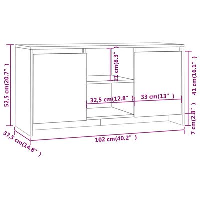 vidaXL TV Cabinet Sonoma Oak 102x37.5x52.5 cm Engineered Wood