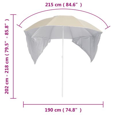 vidaXL Beach Parasol with Side Walls Sand 215 cm