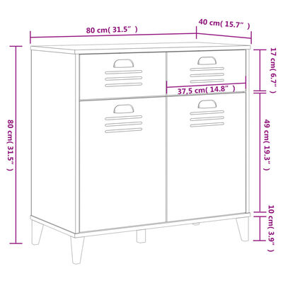 vidaXL Sideboard VIKEN White 80x40x80 cm Engineered Wood