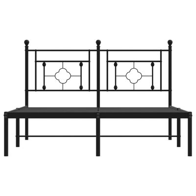 vidaXL Metal Bed Frame without Mattress with Headboard Black 135x190 cm Double