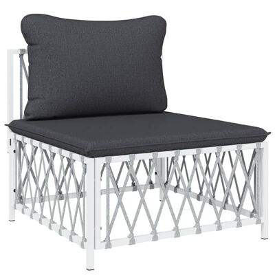 vidaXL 10 Piece Garden Lounge Set with Cushions White Steel