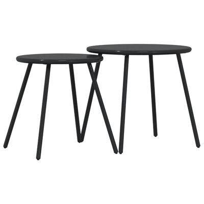 vidaXL Garden Coffee Tables 2 pcs Round Black Powder-coated Steel