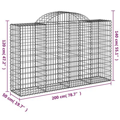 vidaXL Arched Gabion Baskets 4 pcs 200x50x120/140 cm Galvanised Iron