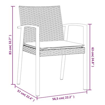 vidaXL 7 Piece Garden Dining Set with Cushions Poly Rattan and Steel