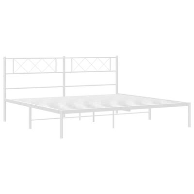 vidaXL Metal Bed Frame without Mattress with Headboard White 180x200 cm Super King