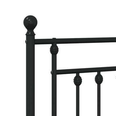 vidaXL Metal Bed Frame without Mattress with Footboard Black 90x190 cm Single