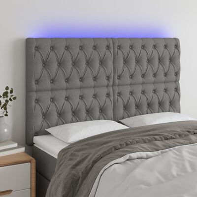 vidaXL LED Headboard Dark Grey 160 cm Fabric