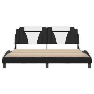 vidaXL Bed Frame with LED without Mattress Black and White 183x203 cm King