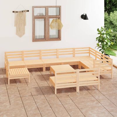 vidaXL 11 Piece Garden Lounge Set Solid Wood Pine