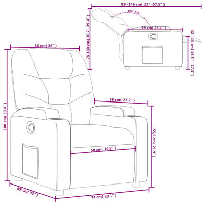 vidaXL Recliner Chair Light Grey Fabric