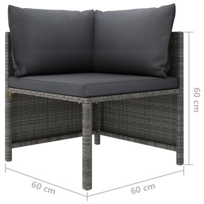 vidaXL 6 Piece Garden Lounge Set with Cushions Poly Rattan Grey