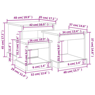 vidaXL Coffee Tables 3 pcs Concrete Grey Engineered Wood