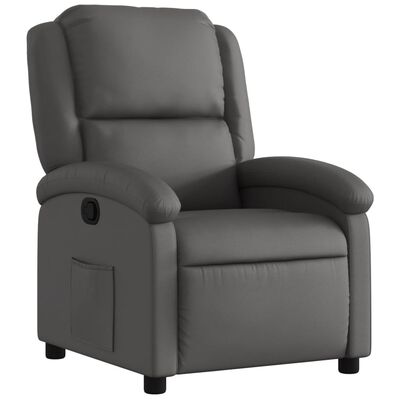 vidaXL Recliner Chair Grey Real Leather