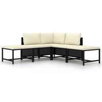 vidaXL 5 Piece Garden Sofa Set with Cushions Black Poly Rattan