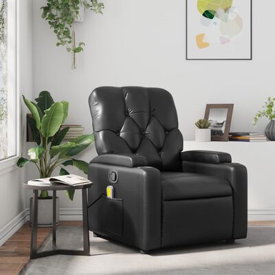 vidaXL Massage Recliner Chair Black Faux Leather