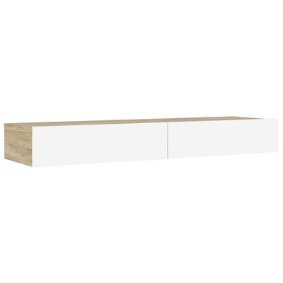 vidaXL TV Cabinet with LED Lights White and Sonoma Oak 120x35x15.5 cm