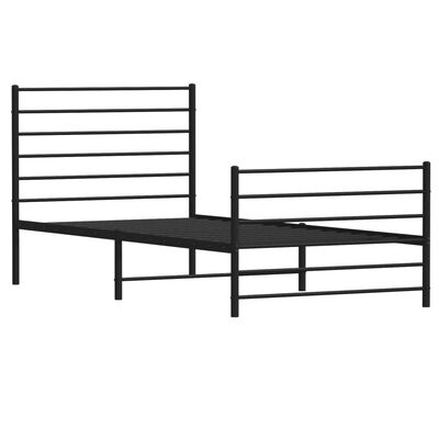 vidaXL Metal Bed Frame without Mattress with Footboard Black 90x190 cm Single