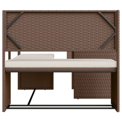 vidaXL Garden Sofa with Table and Cushions L-Shaped Brown Poly Rattan