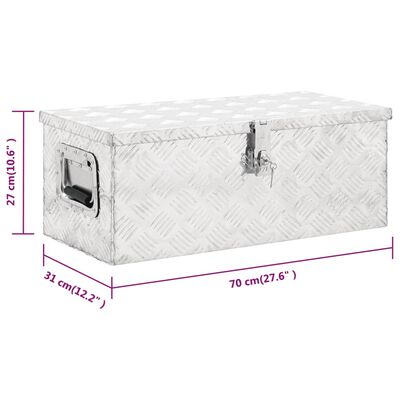 vidaXL Storage Box Silver 70x31x27 cm Aluminium