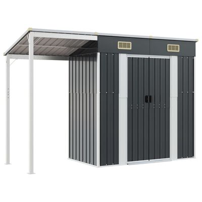 vidaXL Garden Shed with Extended Roof Anthracite 277x110.5x181 cm Steel