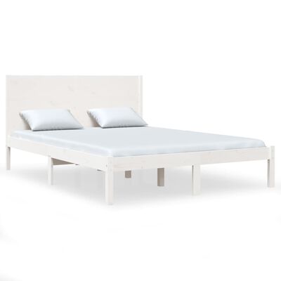 vidaXL Bed Frame without Mattress White 150x200 cm King Size Solid Wood