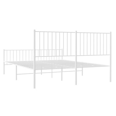 vidaXL Metal Bed Frame without Mattress with Footboard White 150x200 cm King Size