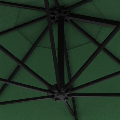 vidaXL Wall-Mounted Garden Parasol with Metal Pole 300 cm Green