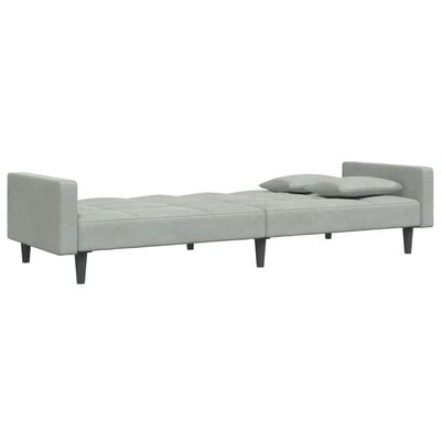 vidaXL 2-Seater Sofa Bed with Footstool Light Grey Velvet