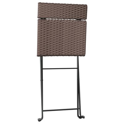 vidaXL 3 Piece Folding Bistro Set Brown Poly Rattan