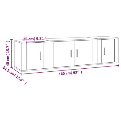 vidaXL 3 Piece TV Cabinet Set High Gloss White Engineered Wood