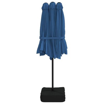 vidaXL Double-Head Garden Parasol with LEDs Azure Blue 449x245 cm