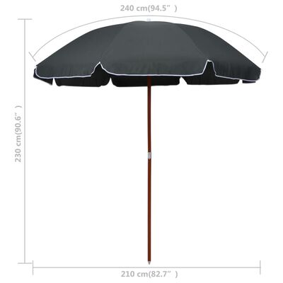 vidaXL Garden Parasol with Steel Pole 240 cm Anthracite