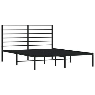 vidaXL Metal Bed Frame without Mattress with Headboard Black 135x190 cm Double