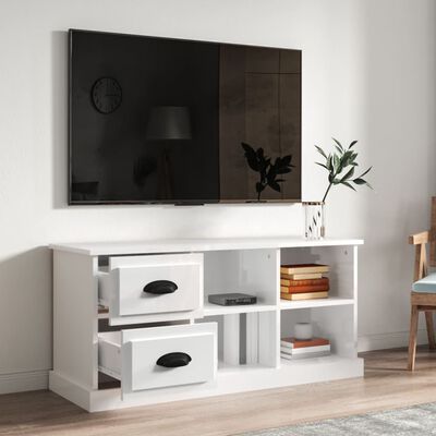 vidaXL TV Cabinet High Gloss White 102x35.5x47.5 cm Engineered Wood