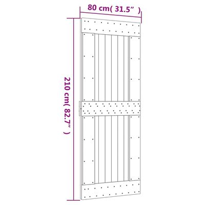 vidaXL Sliding Door with Hardware Set 80x210 cm Solid Wood Pine